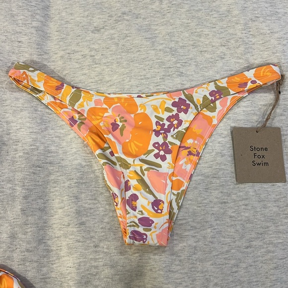 Stone Fox Swim Bikini Bottom Womens XL Luka High Cut Cheeky Bloom Print NWT - Picture 4 of 7